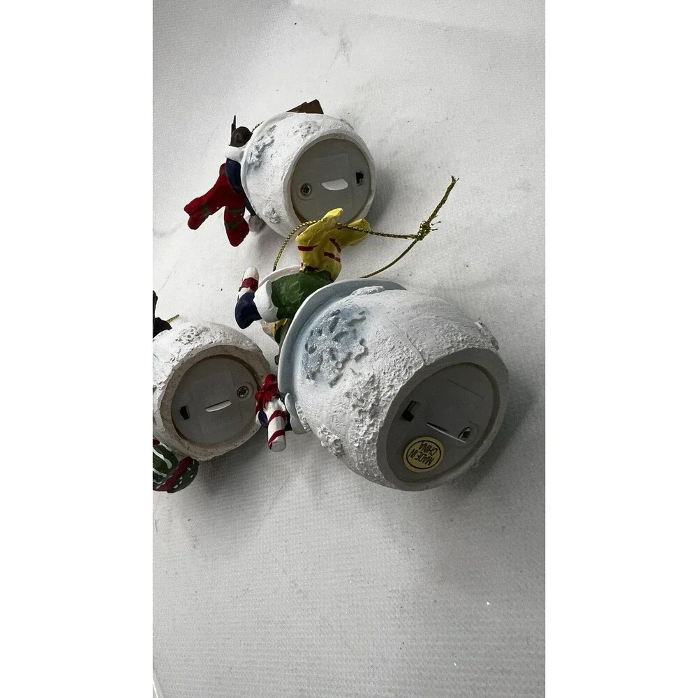 Set 3 Lighting Snowman Christmas Decoration Ornament Color Change Vintage